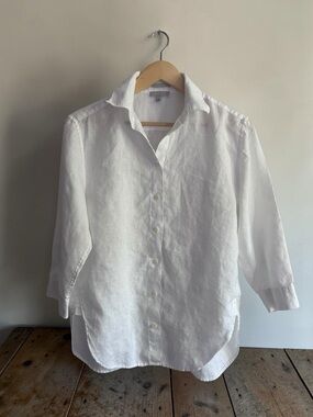 HINSON WU White Halsey Linen Button-Up Shirt | 3/4 Sleeve | Sz XS